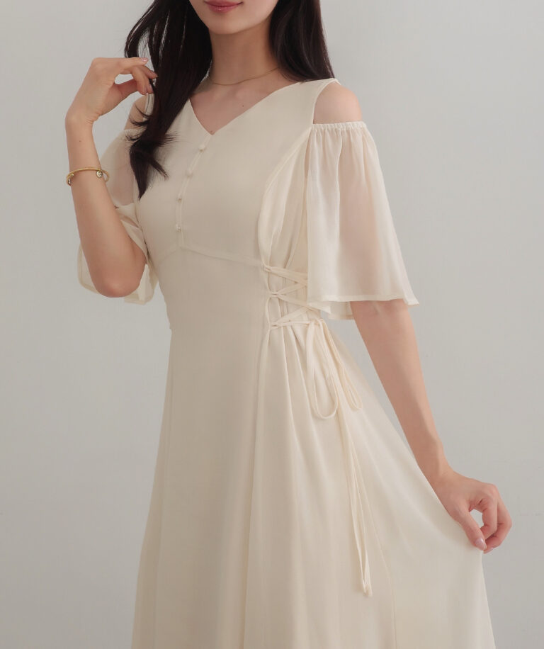 CENEA 2wayVネックシアーコルセットワンピース チャコールグレー M セール】2wayVネックシアーコルセットワンピース（ワンピース